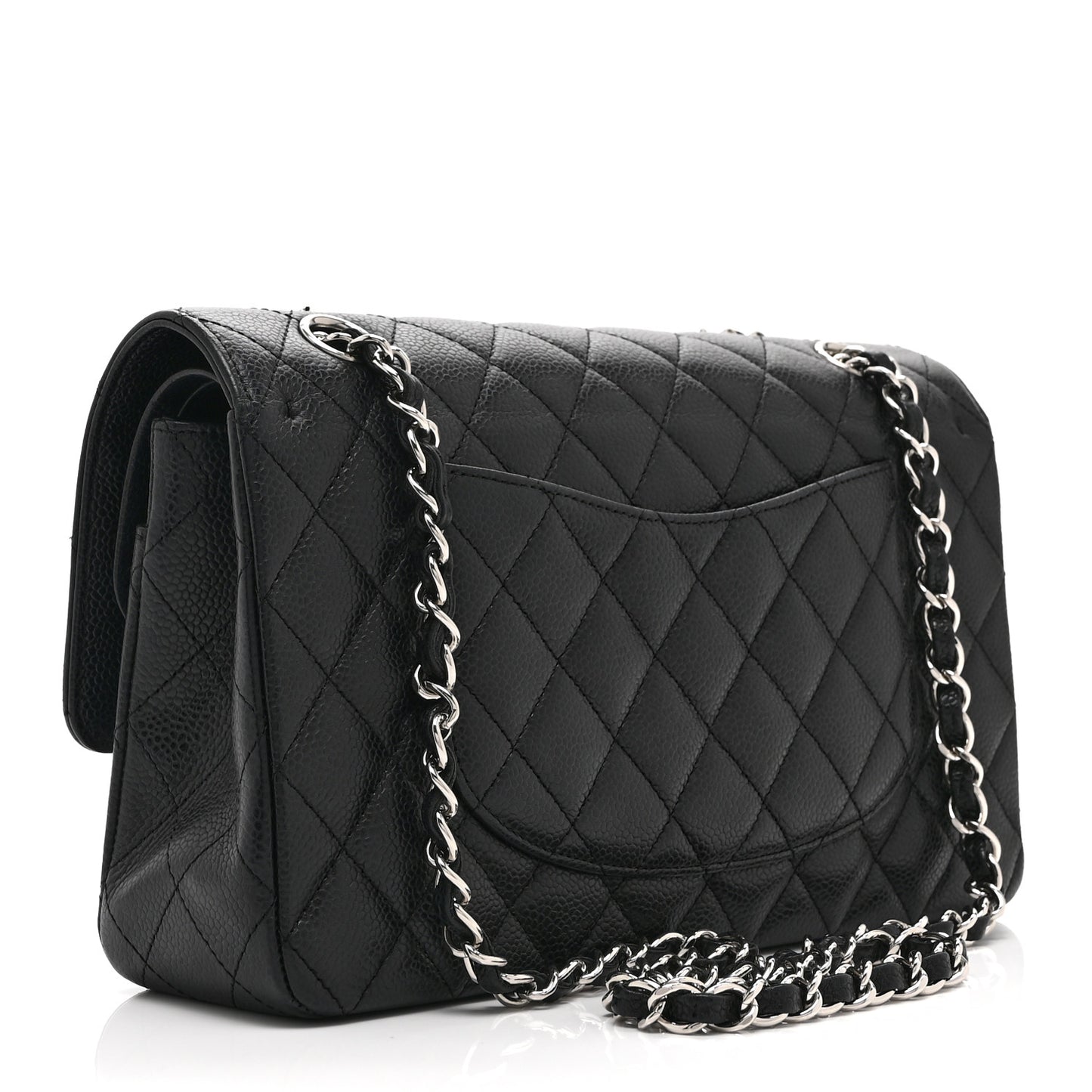 Caviar Quilted Medium Double Flap Black