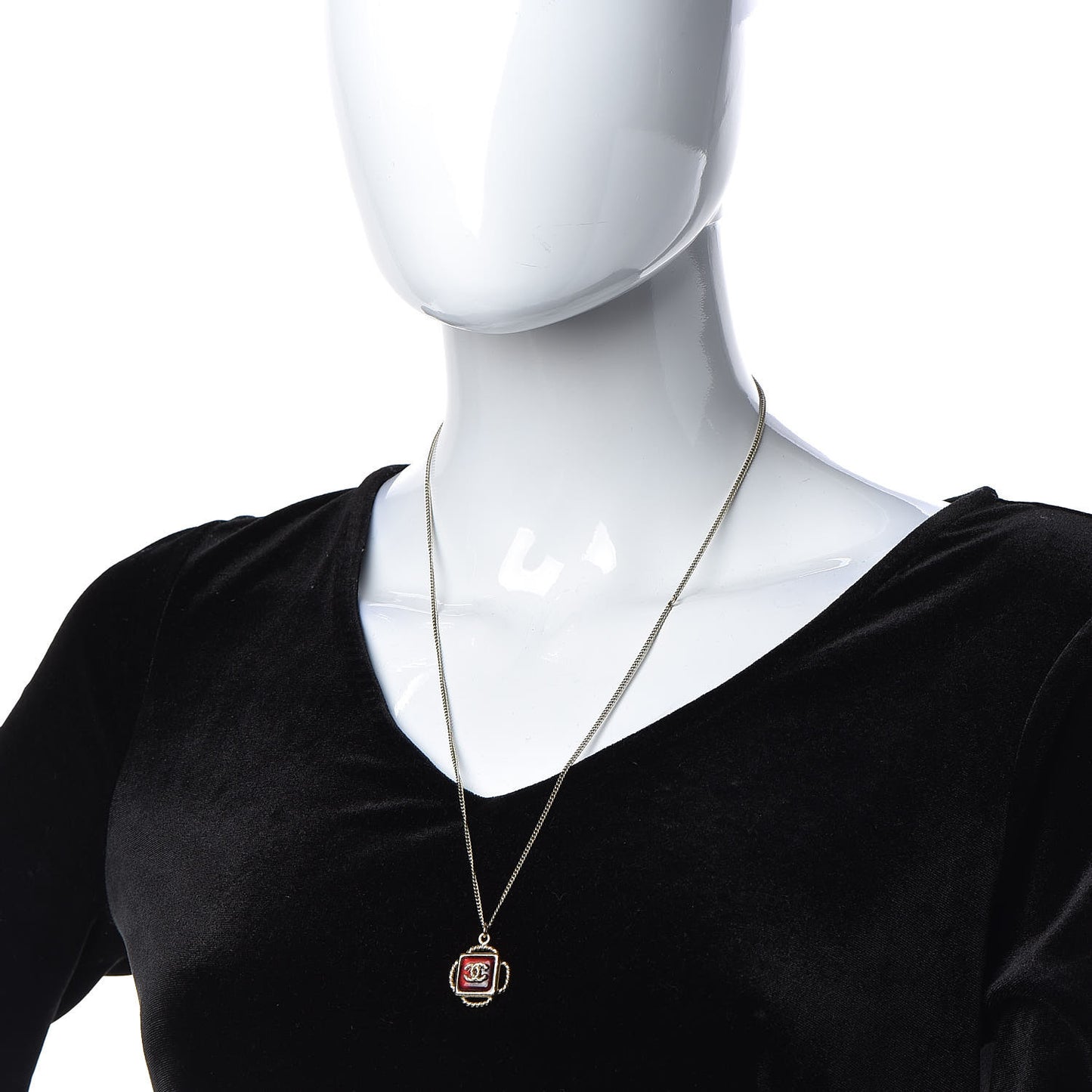Resin CC Necklace Gold Red