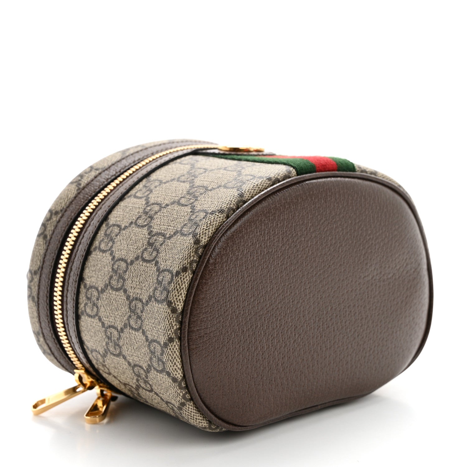 Gucci GG Supreme Monogram Textured Calfskin Web Ophidia Vanity Cosmetic Case Beige Ebony New Acero 4 of 9