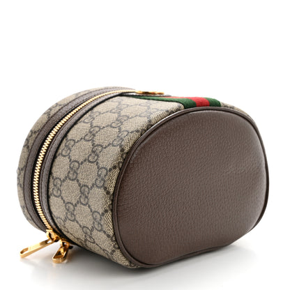 Gucci GG Supreme Monogram Textured Calfskin Web Ophidia Vanity Cosmetic Case Beige Ebony New Acero 4 of 9