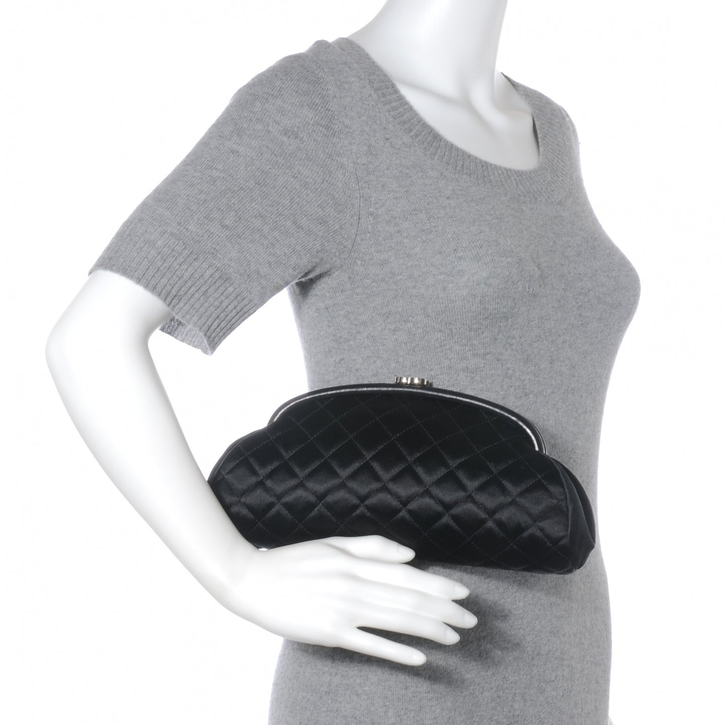 Satin Quilted Timeless Clutch Black