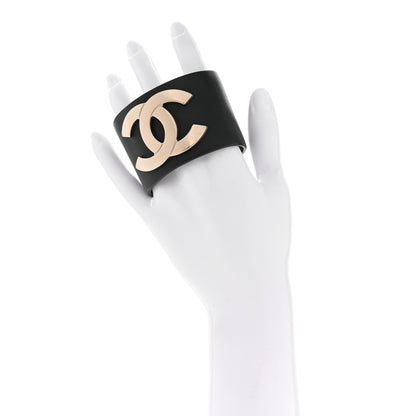 Chanel Calfskin CC Wide Cuff S Black Gold 2 of 9