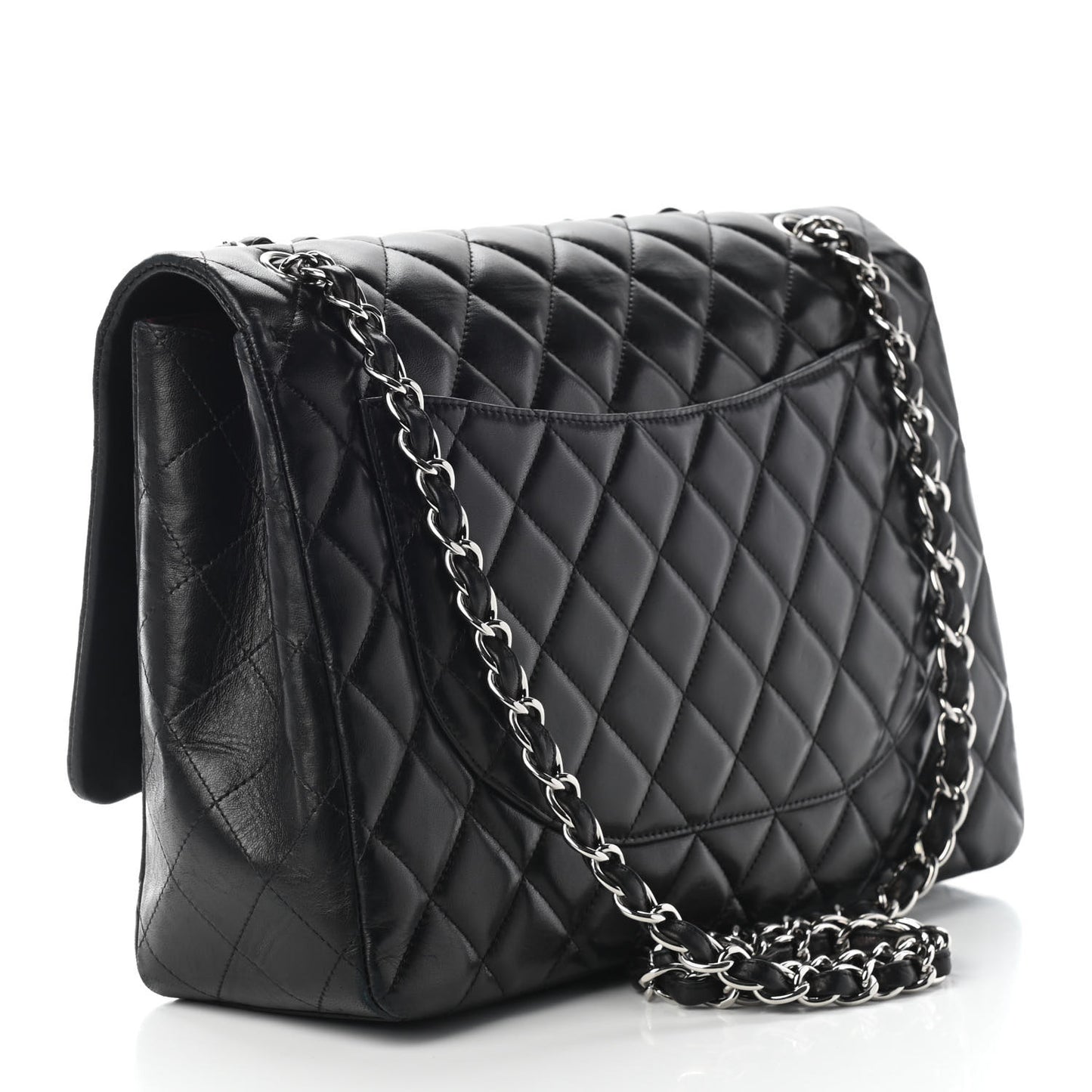 Lambskin Quilted Maxi Single Flap Black