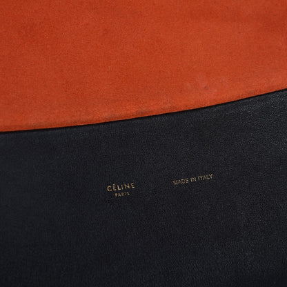 Celine Calfskin Suede All Soft Shoulder Bag Grey Bright Orange Black 8 of 15