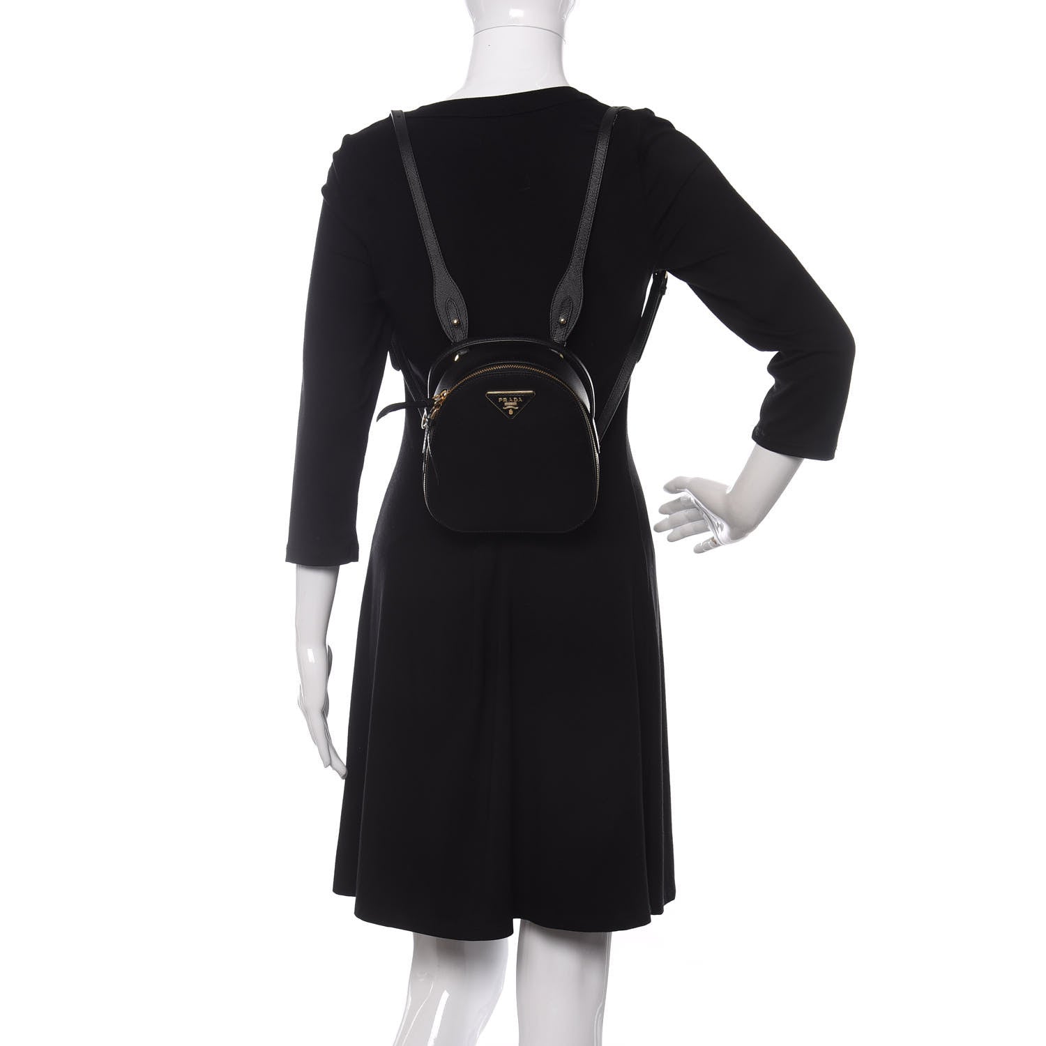 Prada Saffiano Lux Mini Odette Backpack Black 2 of 9