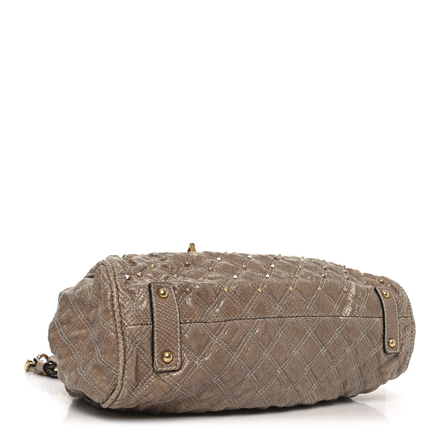 Marc Jacobs Snakeskin Embossed Calfskin Quilted Studded Beige 4 of 9