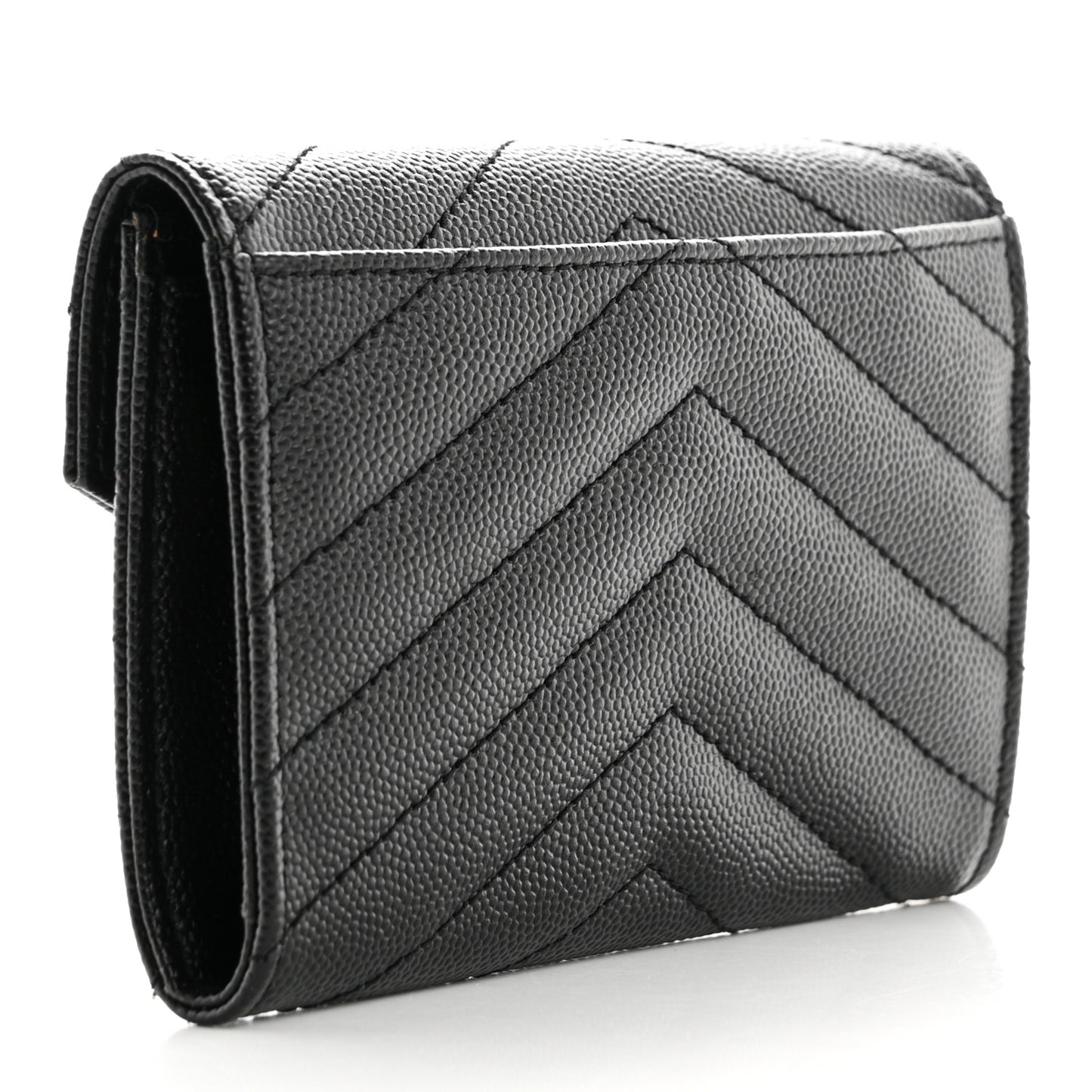 Grain De Poudre Matelasse Chevron Small Monochrome Monogram Envelope Wallet Black