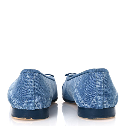 Chanel Denim Printed Cap Toe Ballerina Flats 38 Blue 6 of 16