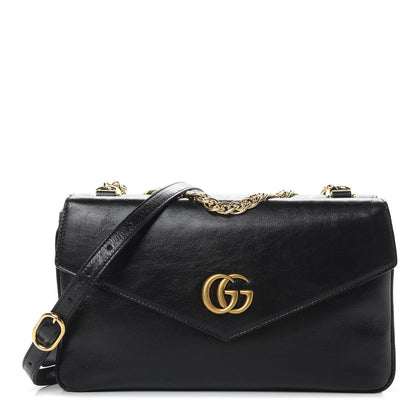 Gucci Calfskin Diagonal GG Medium Thiara Double Envelope Shoulder Bag Emerald Green Black 1 of 11