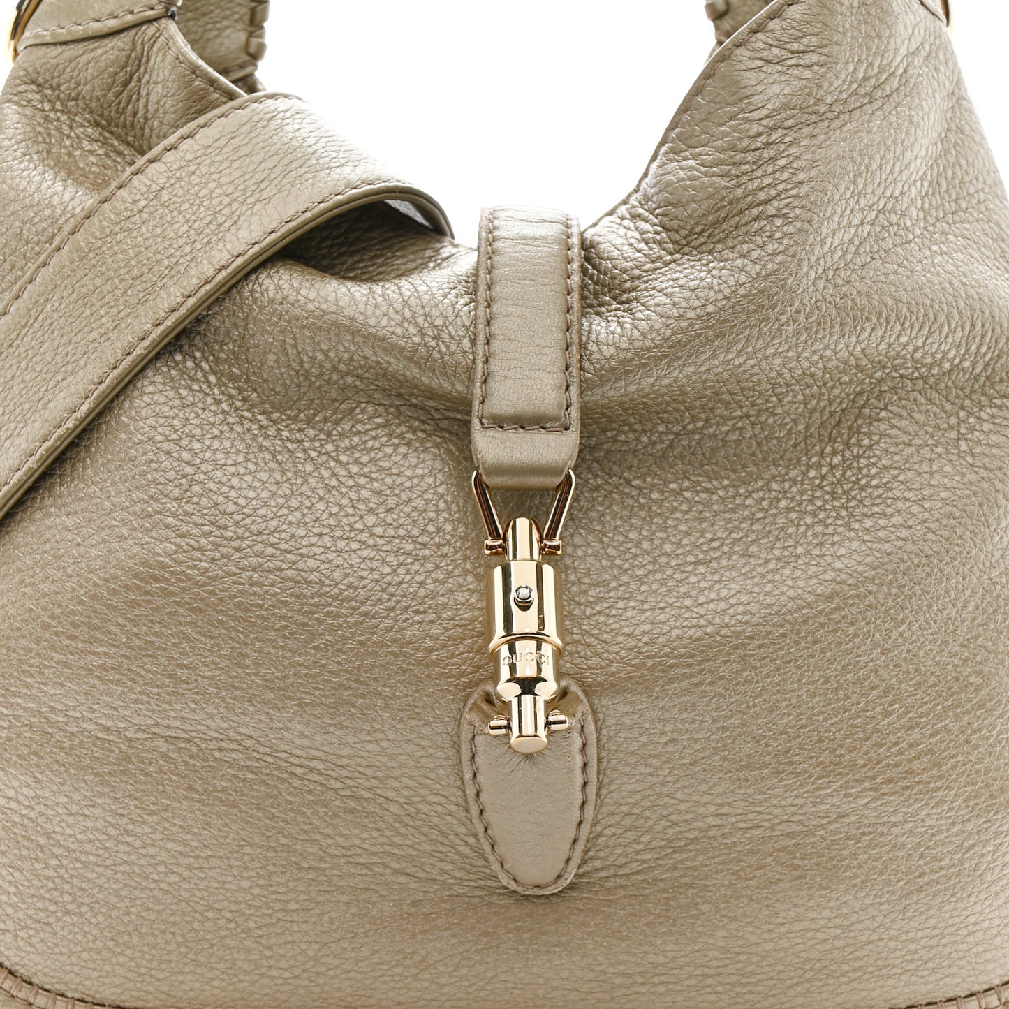 Metallic Pebbled Calfskin Medium New Jackie Hobo Gold