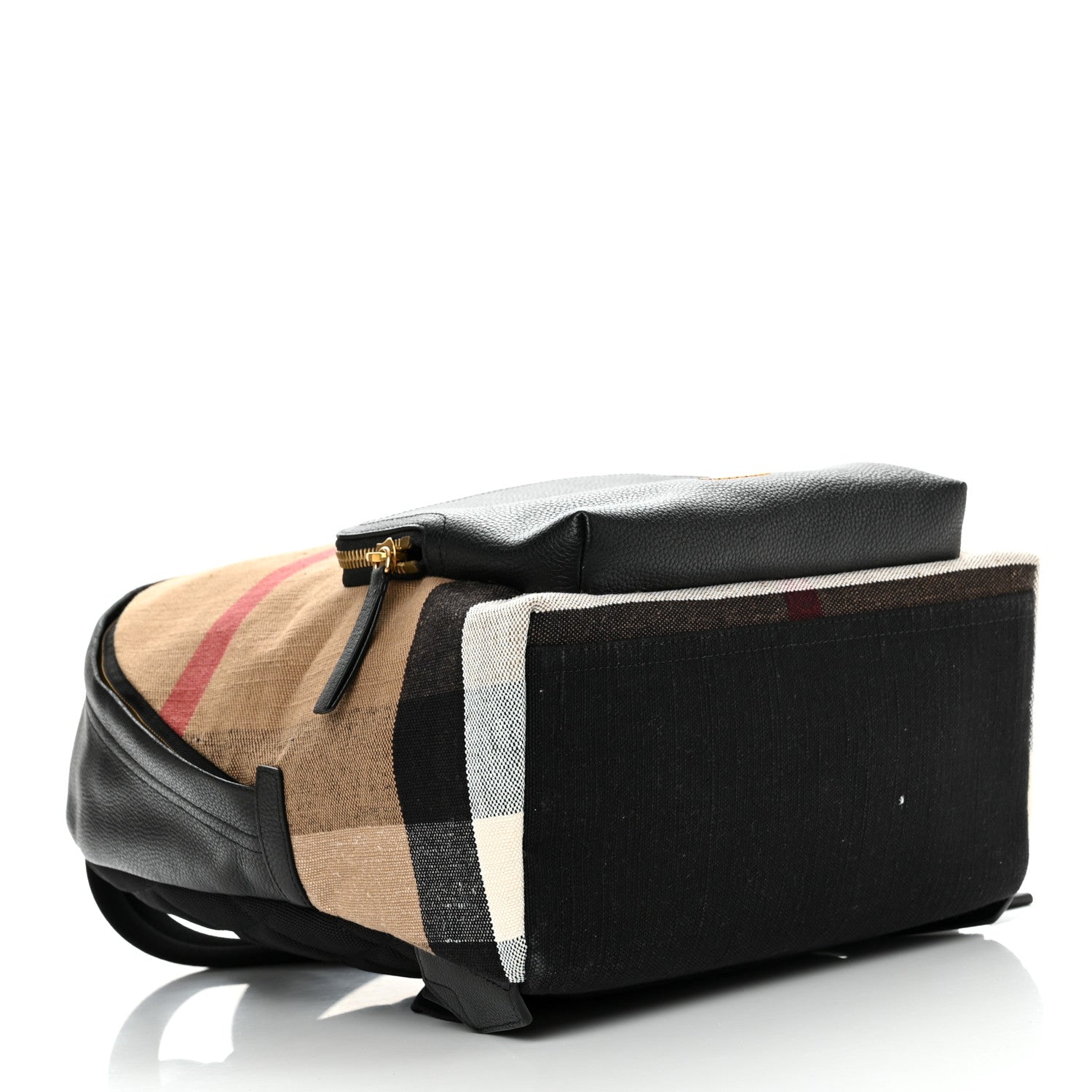 Burberry Mega Check Calfskin Abbeydale Simple Backpack Black Camel 4 of 11