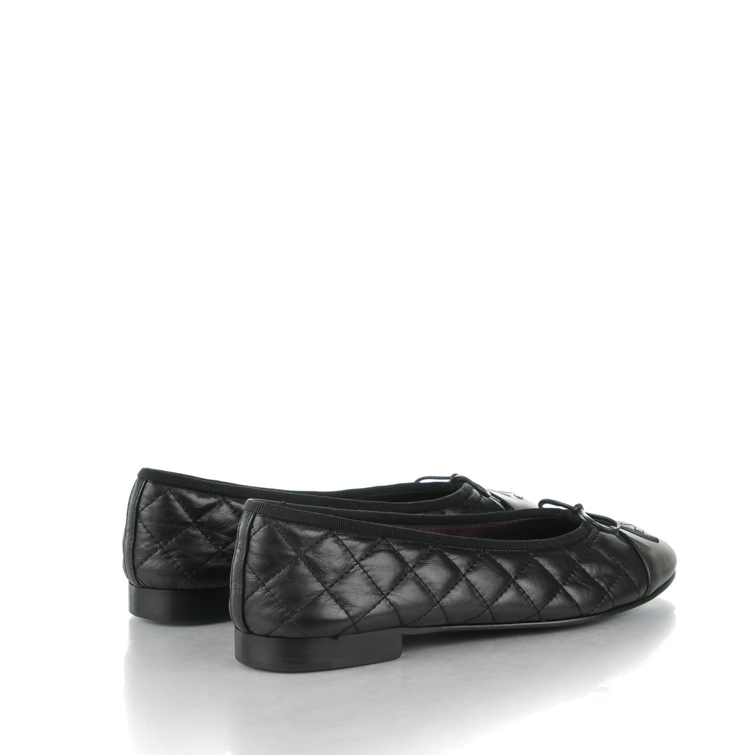 Chanel Aged Calfskin Quilted CC Cap Toe Ballerina Flats 39.5 Black 4 of 7
