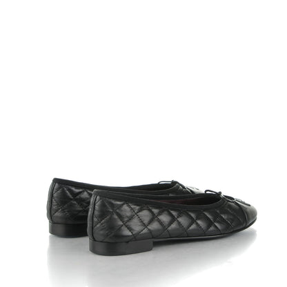 Chanel Aged Calfskin Quilted CC Cap Toe Ballerina Flats 39.5 Black 4 of 7
