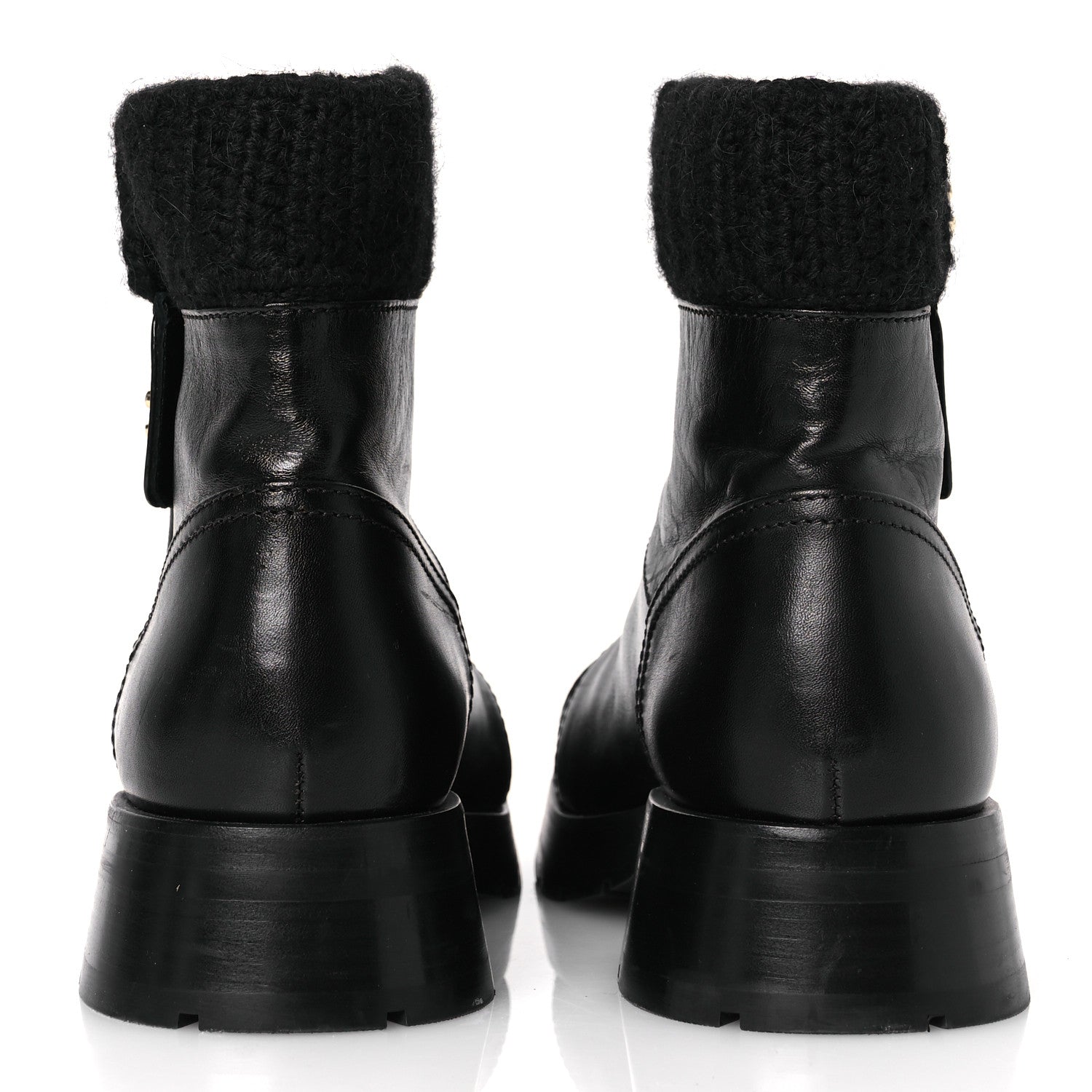 Chanel Calfskin Knit CC Short Boots 40 Black 6 of 13