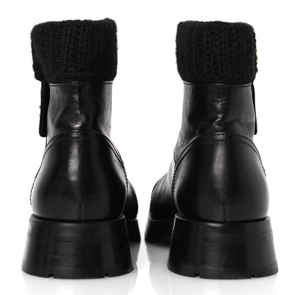 Chanel Calfskin Knit CC Short Boots 40 Black 6 of 13