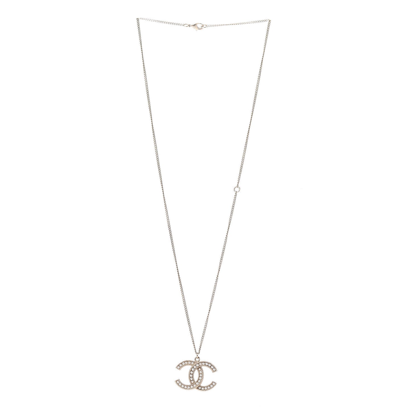 Pearl CC Pendant Necklace Gold