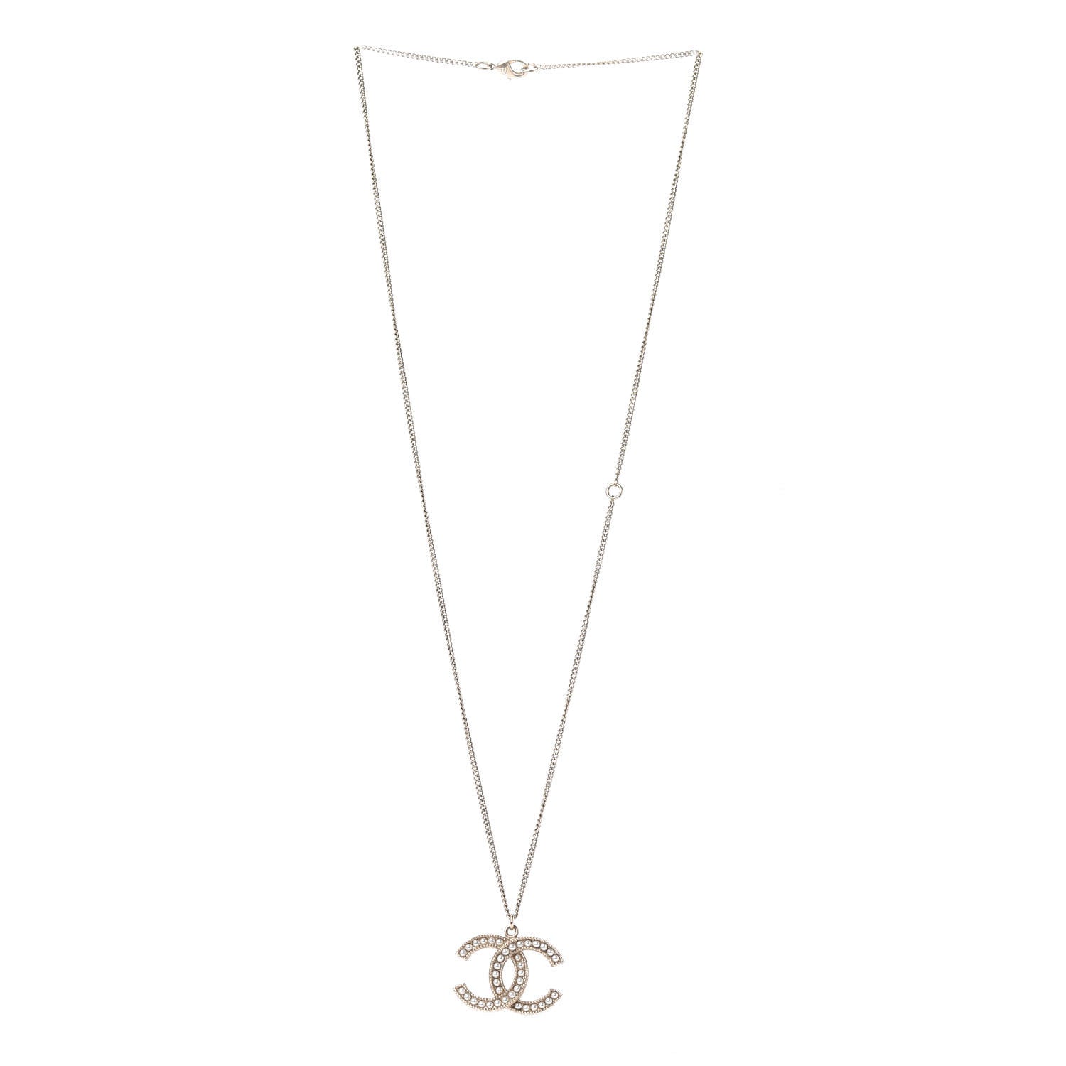 Chanel Pearl CC Pendant Necklace Gold 3 of 4