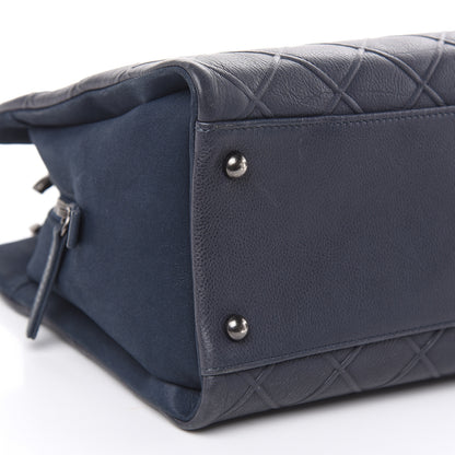 Chanel Calfskin Diamond Embossed Large CC Zip Shopping Tote Blue 8 of 14