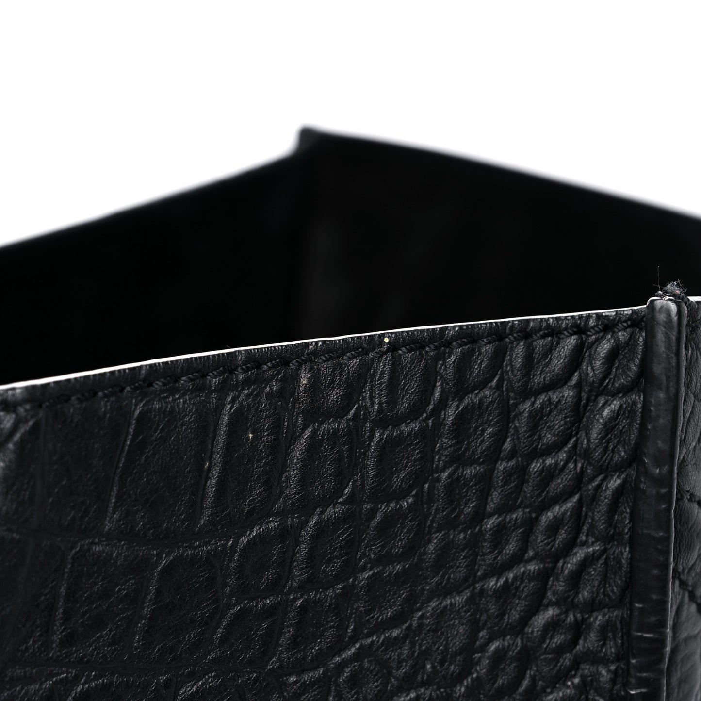Calfskin Crocodile Embossed Medium Phantom Luggage Black