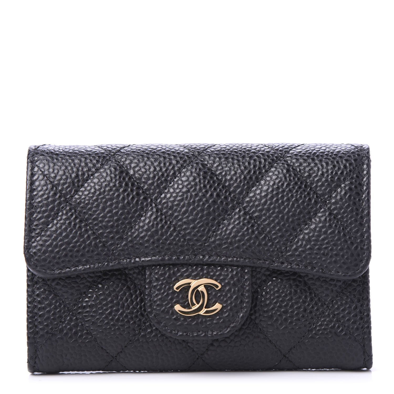 Chanel Caviar Quilted Flap Card Holder Wallet Black 1 of 10