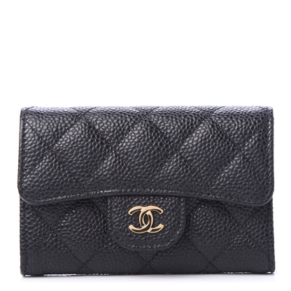 Chanel Caviar Quilted Flap Card Holder Wallet Black 1 of 10
