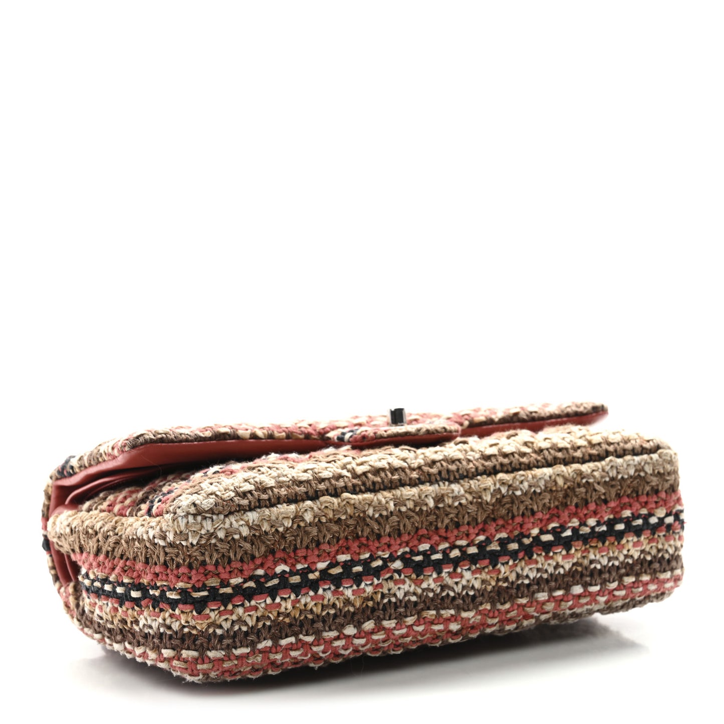 Tweed Quilted Medium Double Flap Beige Multicolor