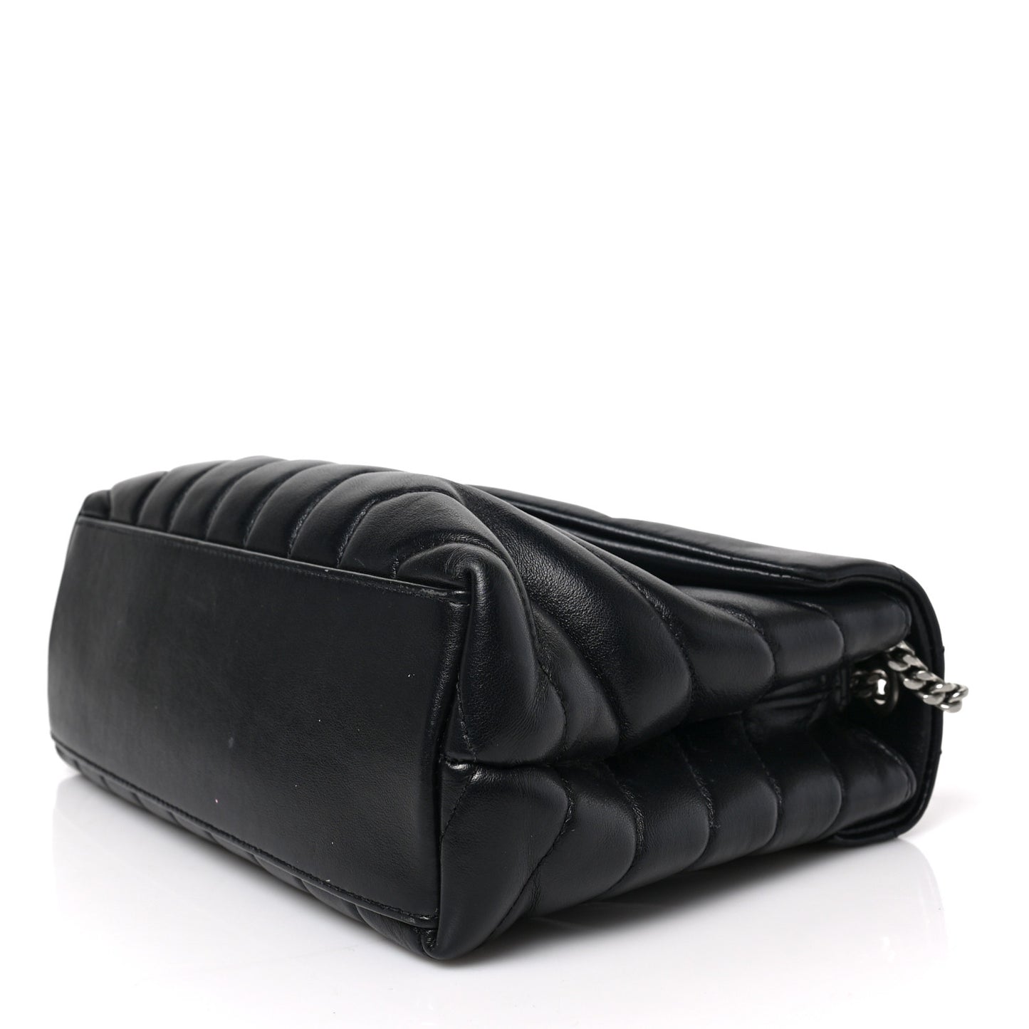 Calfskin Y Quilted Monogram Small Loulou Chain Satchel Black