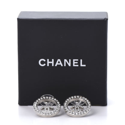 Chanel Crystal CC Round Earrings Silver 6 of 6