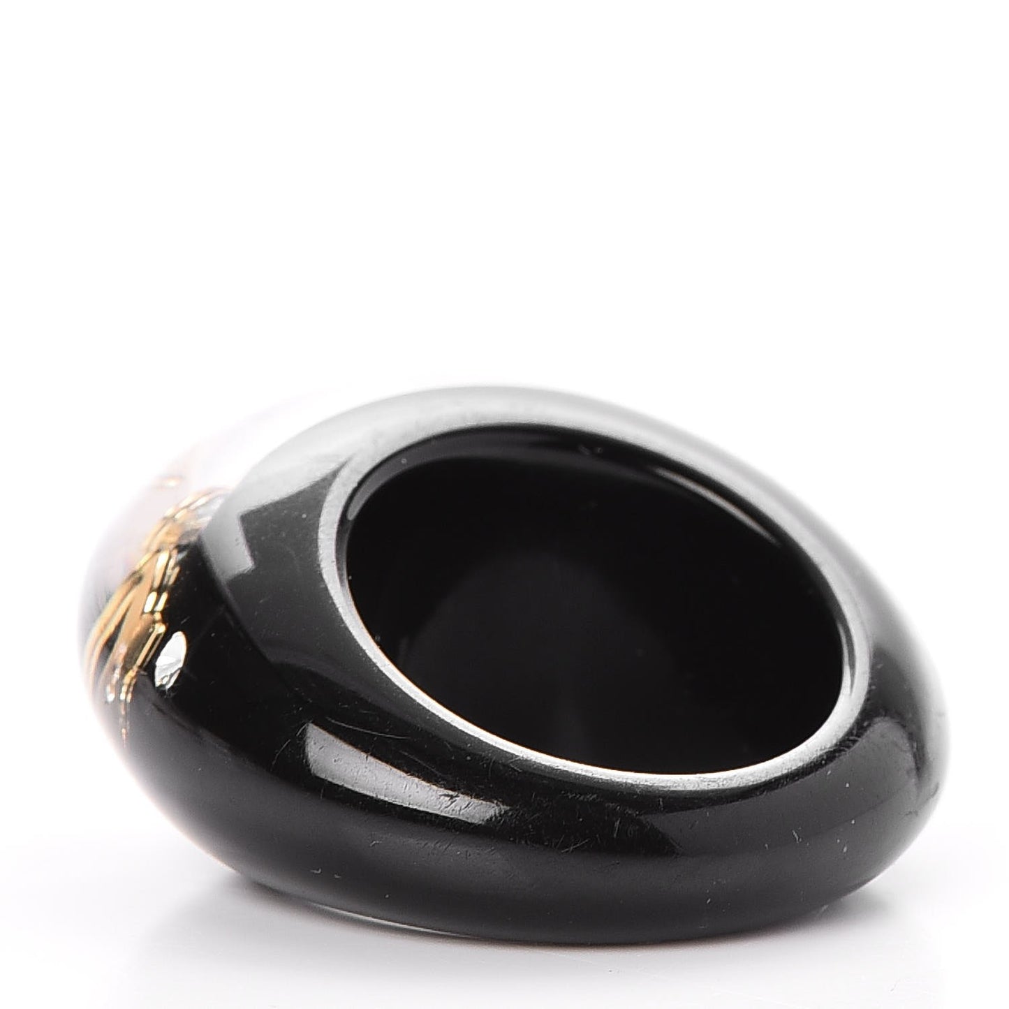 Resin Swarovski Crystal Inclusion Ring L Black 7.5