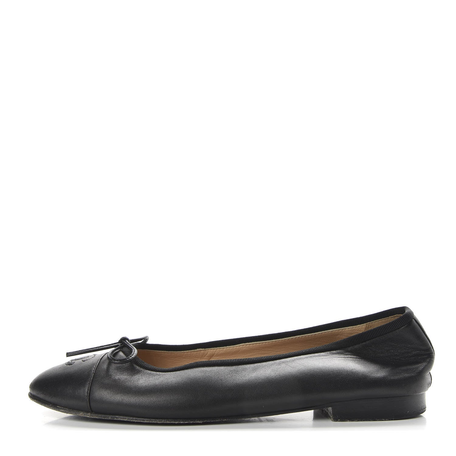 Chanel Lambskin Cap Toe Ballerina Flats 39.5 Black 1 of 10
