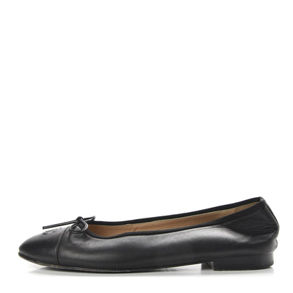 Chanel Lambskin Cap Toe Ballerina Flats 39.5 Black 1 of 10