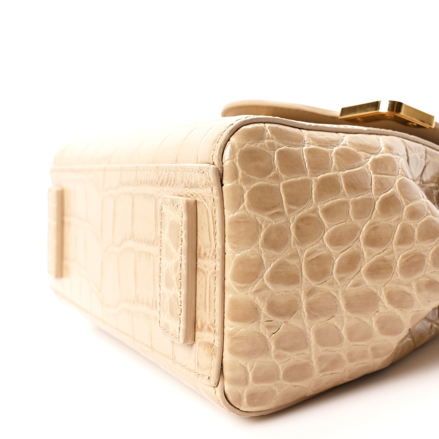 Versace Calfskin Crocodile Embossed Small La Medusa Top Handle Bag