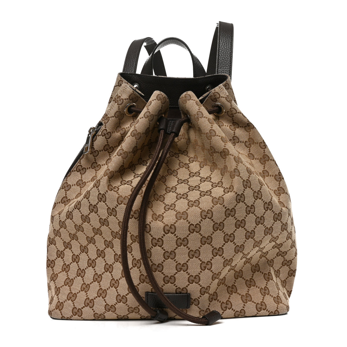 Gucci Monogram Dollar Calfskin O Drawstring Backpack Beige Ebony Testa di Moro Dark Chocolate 1 of 10