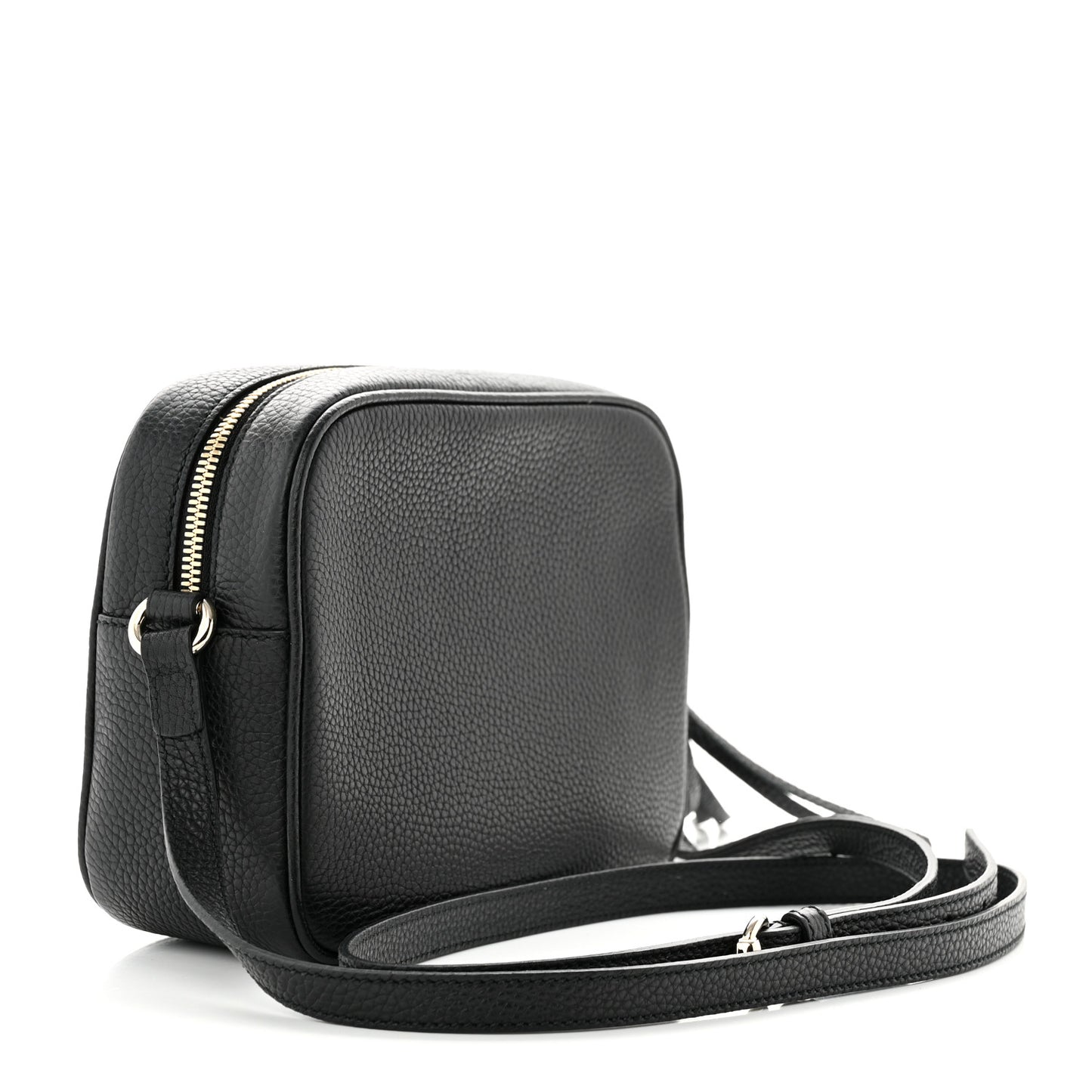 Pebbled Calfskin Small Soho Disco Bag Black