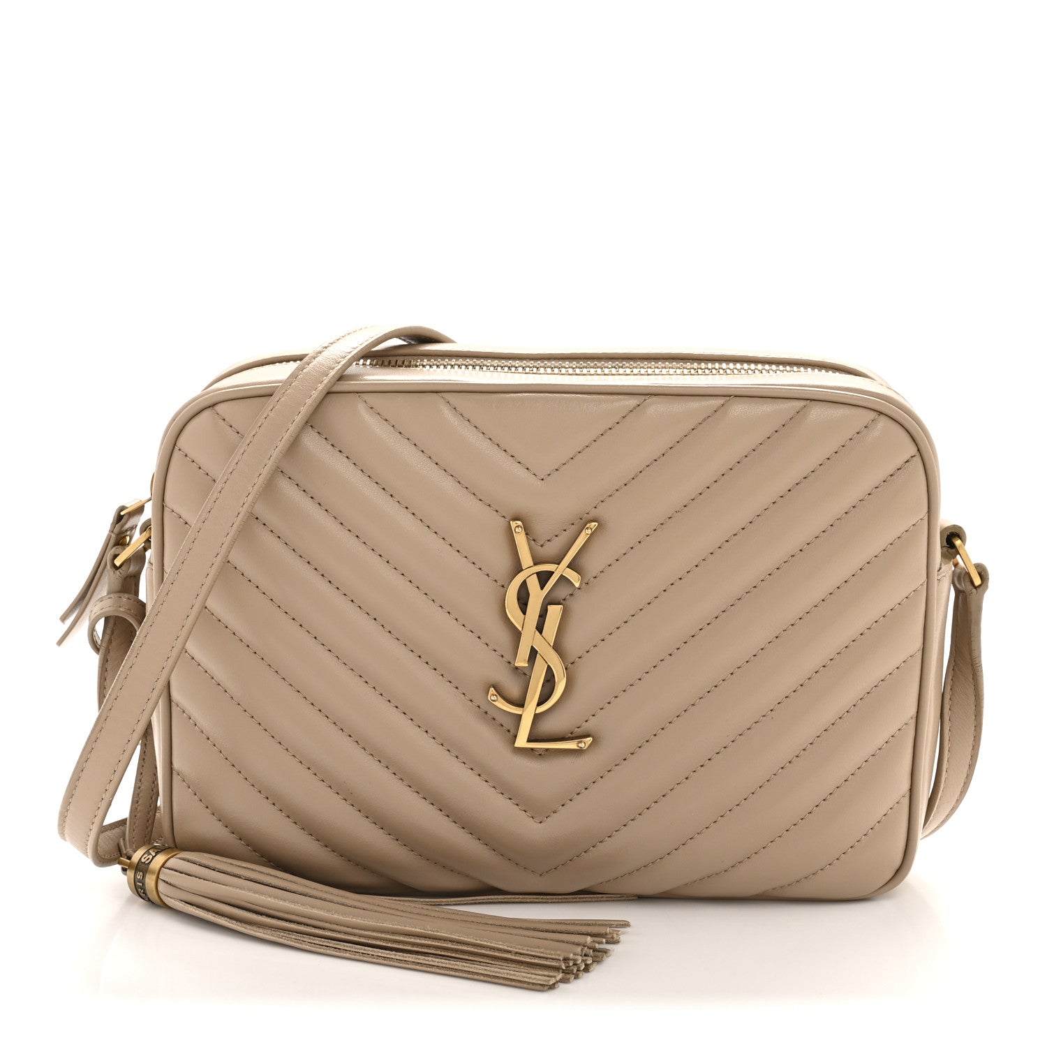 Saint Laurent Calfskin Matelasse Monogram Lou Camera Bag Dark Beige 1 of 13