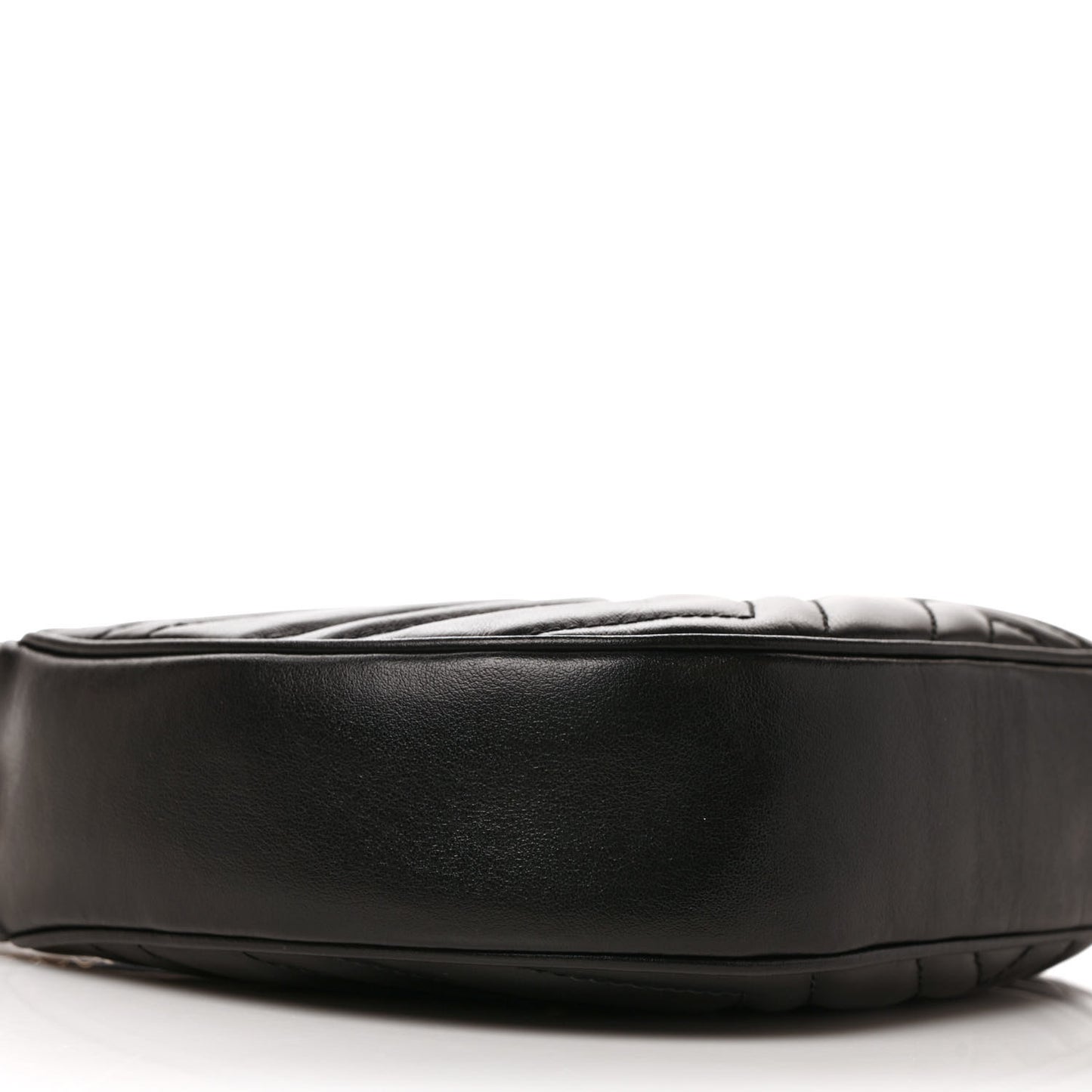 Calfskin Matelasse Chevron Mini GG Marmont Half Moon Hobo Black