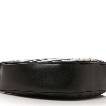 Gucci Calfskin Matelasse Chevron Mini GG Marmont Half Moon Hobo Black 7 of 9