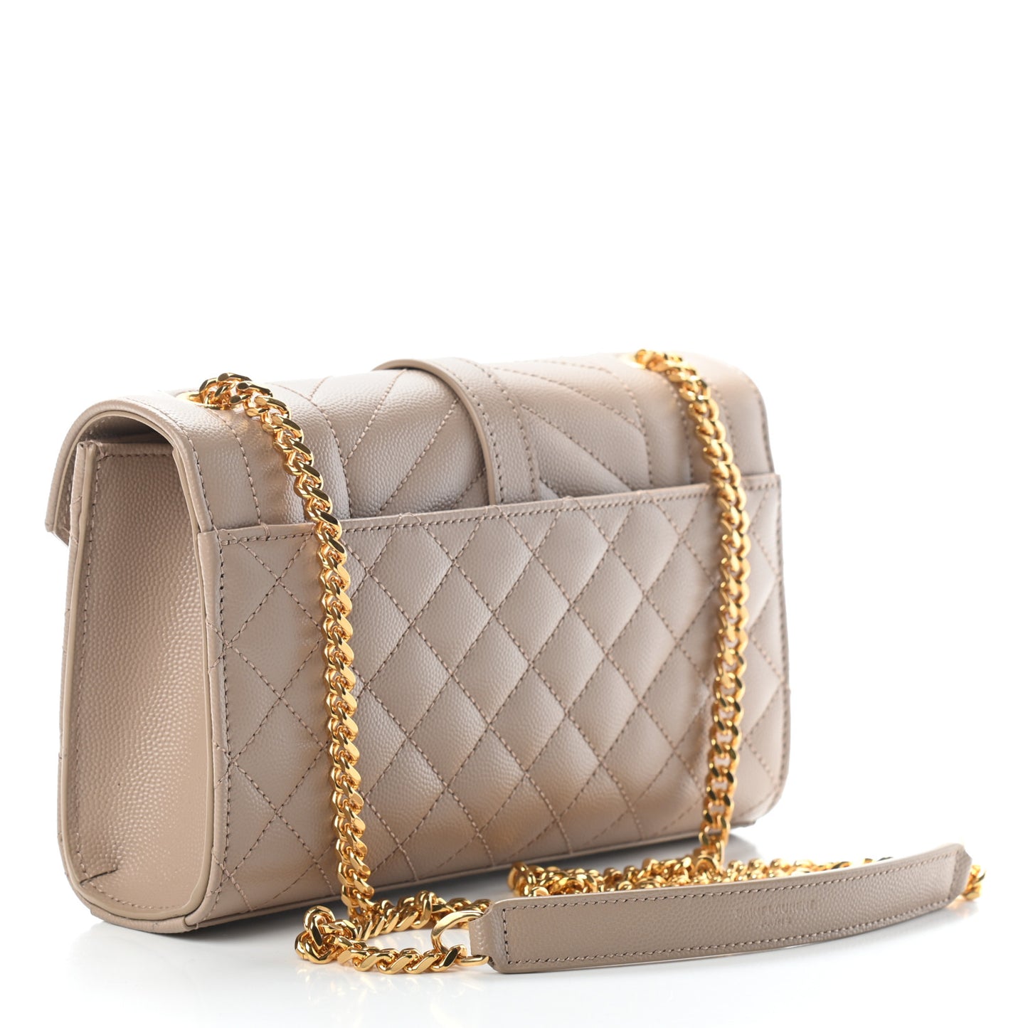 Grain De Poudre Textured Mixed Matelasse Triquilt Small Monogram Satchel Dark Beige