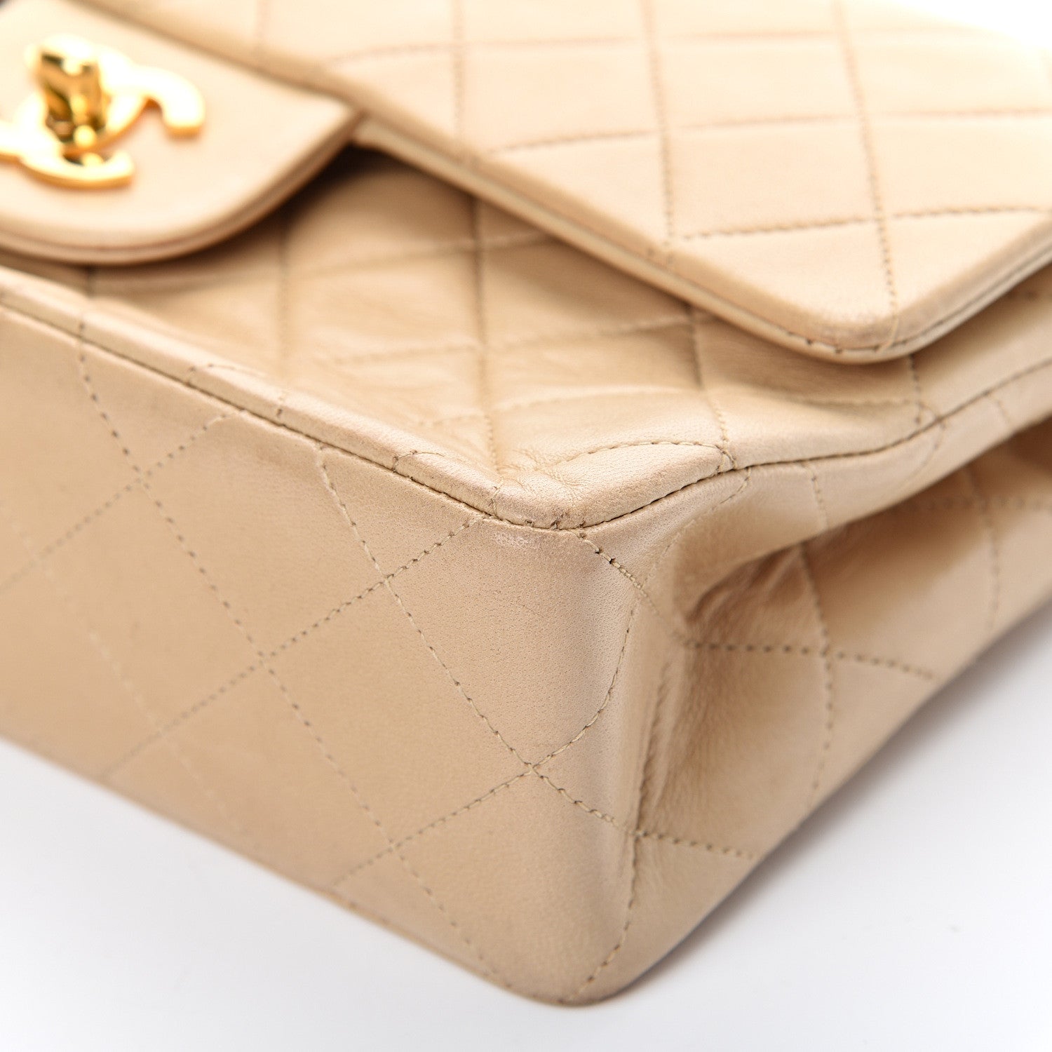 Chanel Lambskin Quilted Small Double Flap Beige 10 of 15