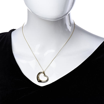 Tiffany 18K Yellow Gold Elsa Peretti Large Open Heart Pendant Necklace 2 of 5
