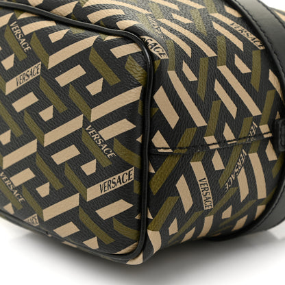 Versace Coated Canvas La Greca Mini Bucket Bag Black Green Beige 8 of 9