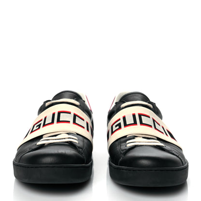 Gucci Calfskin Stripe Mens New Ace Sneakers 12 Black Ecru Red Flame 2 of 7