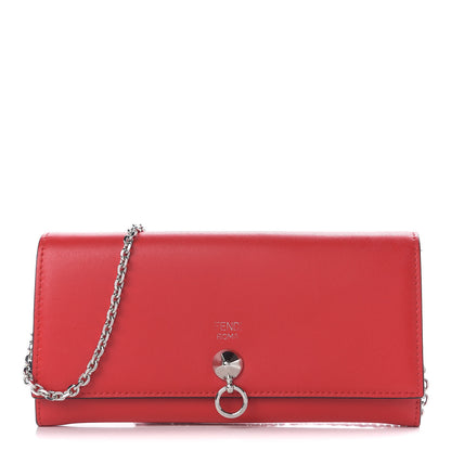 Fendi Vitello Liberty Century Lucido By The Way Continental Wallet On Chain Rosso 1 of 9