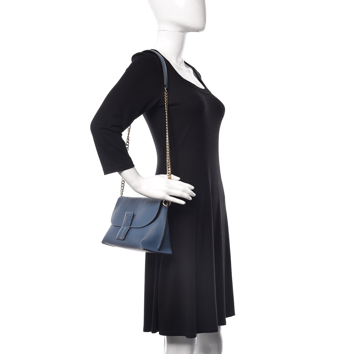 Goatskin Avenue Shoulder Bag Steel Blue