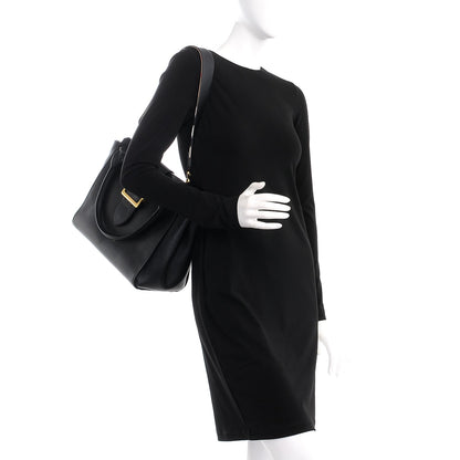 Burberry Soft Grain Calfskin Medium Buckle Tote Black 2 of 10