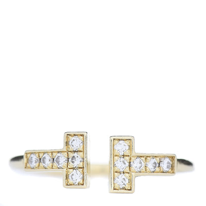 Tiffany 18K Yellow Gold Diamond T Wire Ring 50 5.5 1 of 6