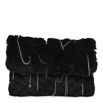 Chanel Rabbit Fur Large Chain Clutch Black 1 of 6