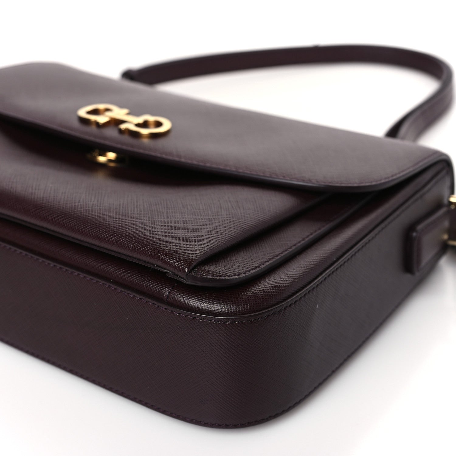 Salvatore Ferragamo Saffiano Sandrine Shoulder Bag Rouge Black 9 of 11