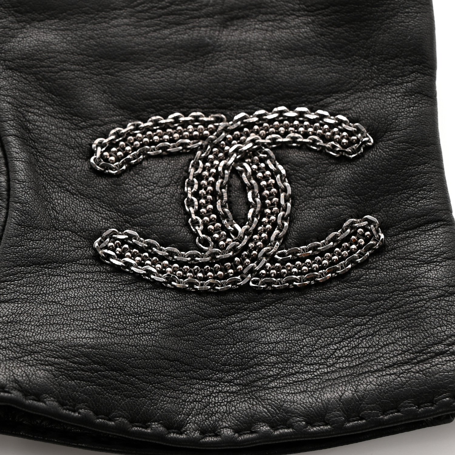 Chanel Lambskin Cashmere Silk CC Fingerless Gloves Black Grey 5 of 8