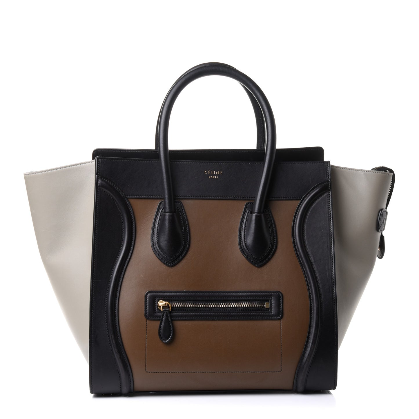 Satin Calfskin Mini Tri-Color Luggage Dark Grey